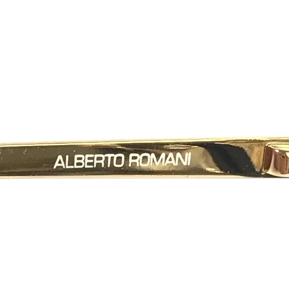 Alberto Romani Eyeglasses Frames AR8000 BK Black Gold Rectangle 57-15-140